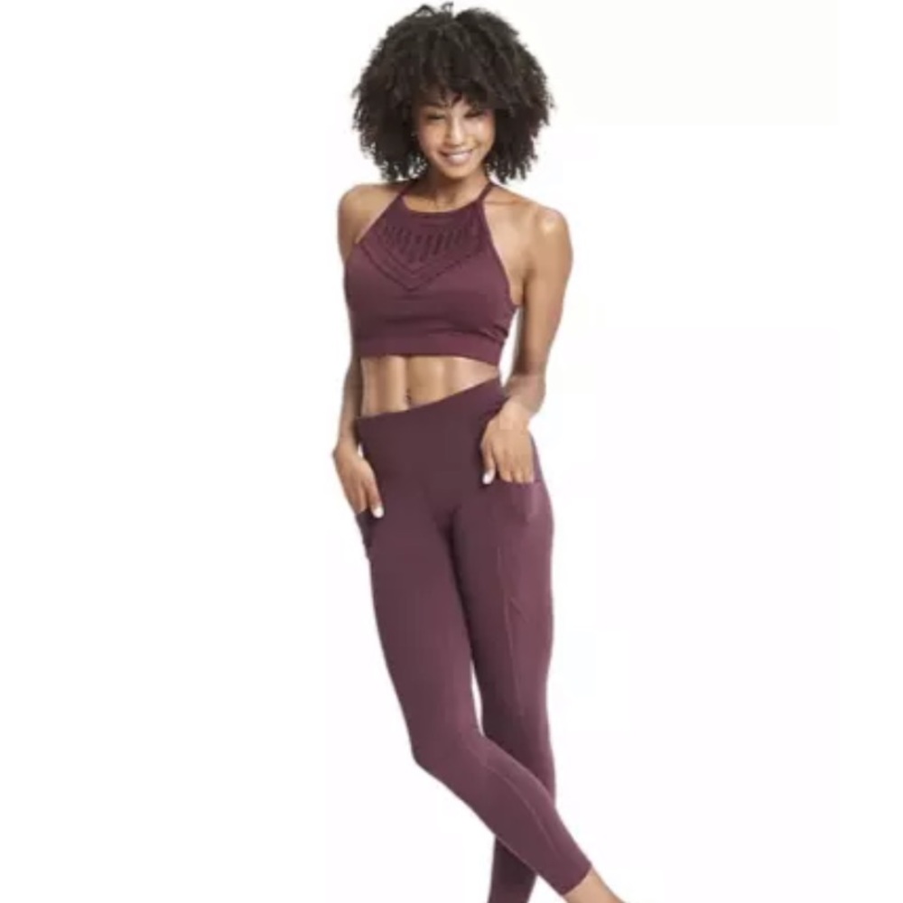 Athleta Burgundy Crop Top - Picture 2 of 6